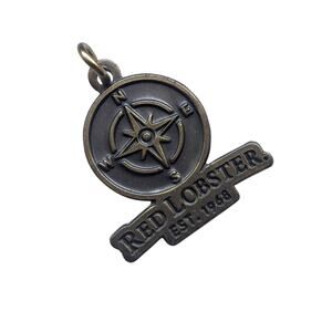 Vintage Bronze Red Lobster Collectible Whimsy Compass Explore Pendant Charm